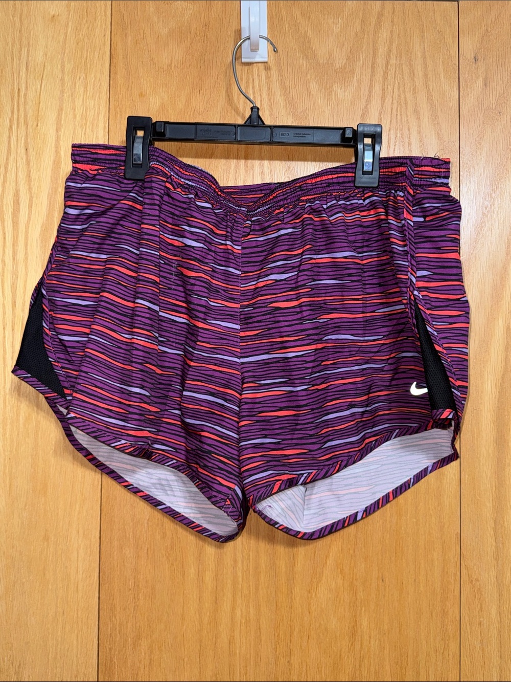 Nike Purple Striped Athletic Shorts with Lavender & Orange Accents